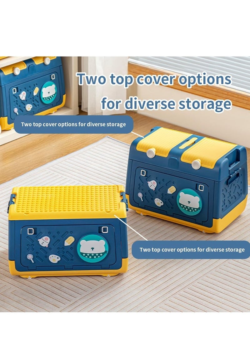 Toy Storage Box with Wheels Multipurpose Portable Storage Case Container Cute for Games Book Puzzles Kids Bedroom Nursery Room