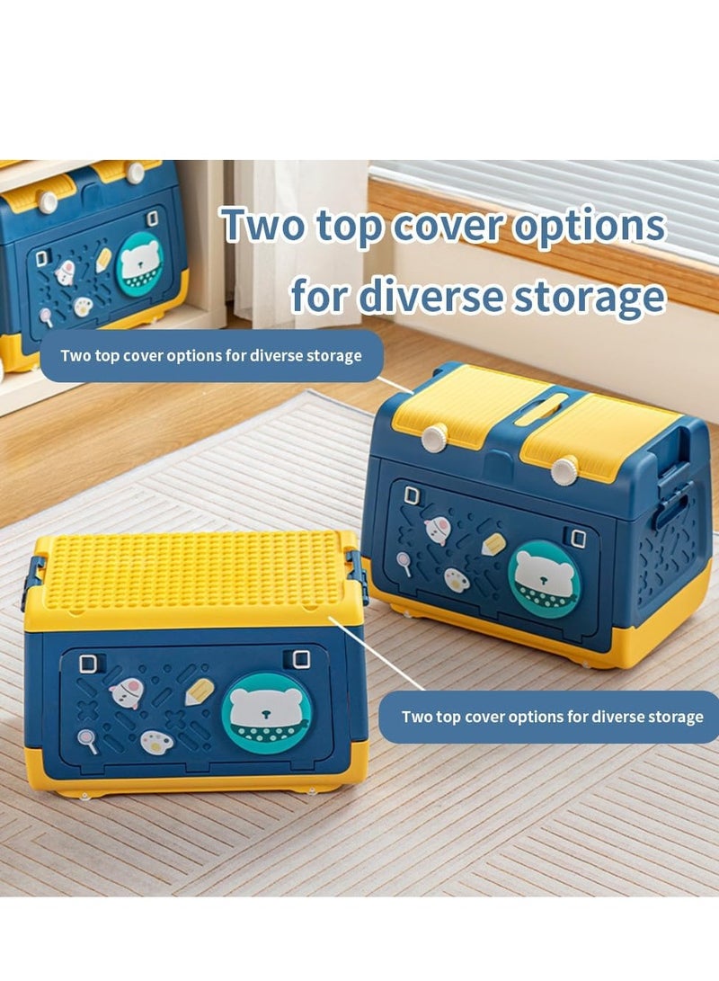 Toy Storage Box with Wheels Multipurpose Portable Storage Case Container Cute for Games Book Puzzles Kids Bedroom Nursery Room