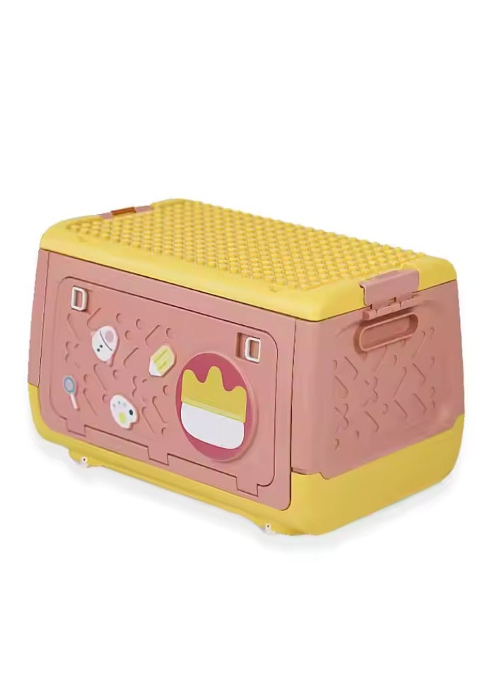 Toy Storage Box with Wheels Multipurpose Portable Storage Case Container Cute for Games Book Puzzles Kids Bedroom Nursery Room