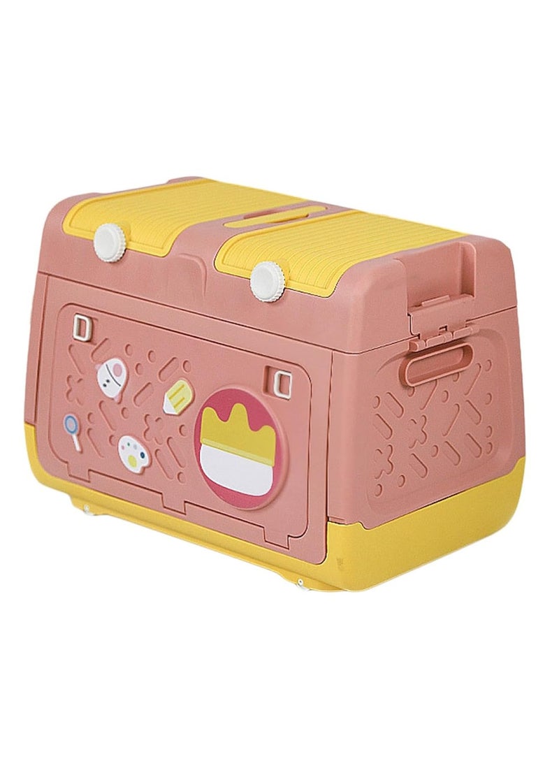 Toy Storage Box with Wheels Multipurpose Portable Storage Case Container Cute for Games Book Puzzles Kids Bedroom Nursery Room