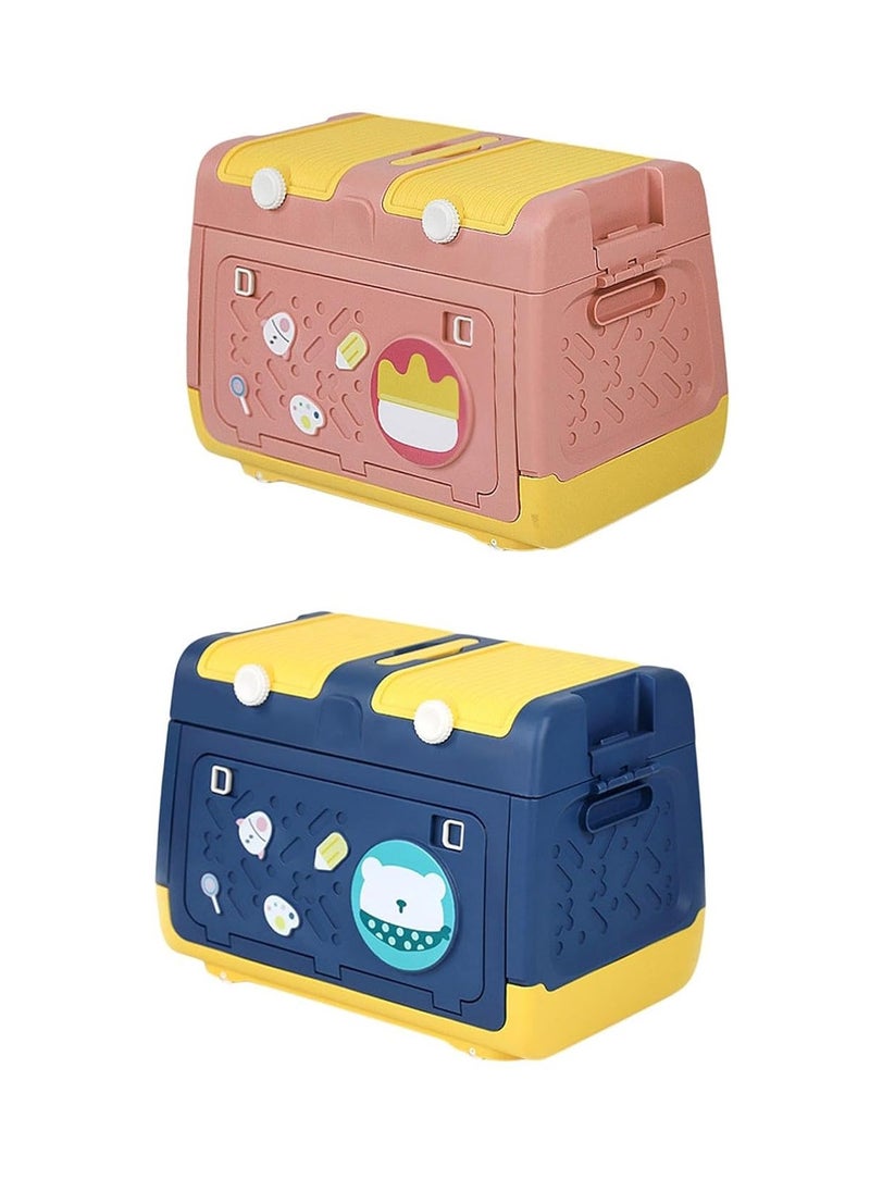 Toy Storage Box with Wheels Multipurpose Portable Storage Case Container Cute for Games Book Puzzles Kids Bedroom Nursery Room