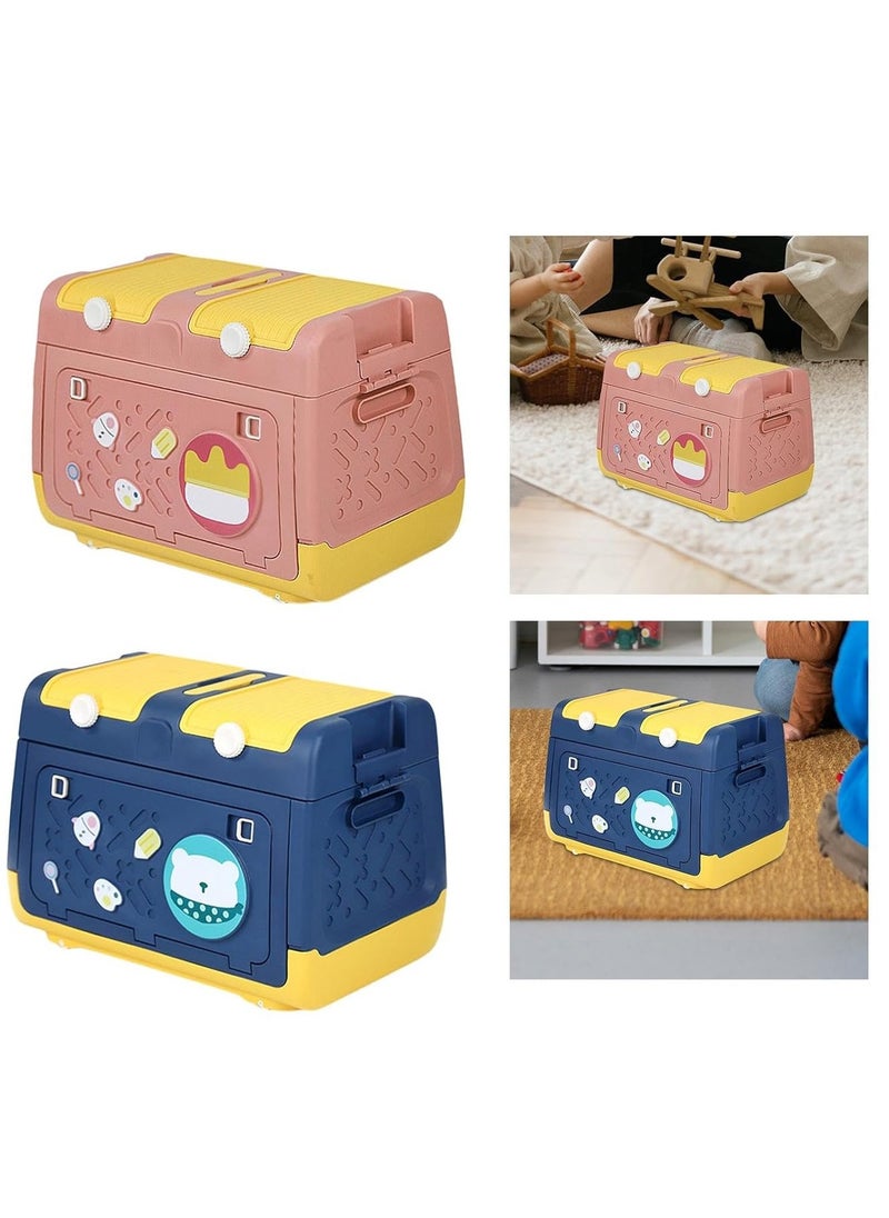 Toy Storage Box with Wheels Multipurpose Portable Storage Case Container Cute for Games Book Puzzles Kids Bedroom Nursery Room