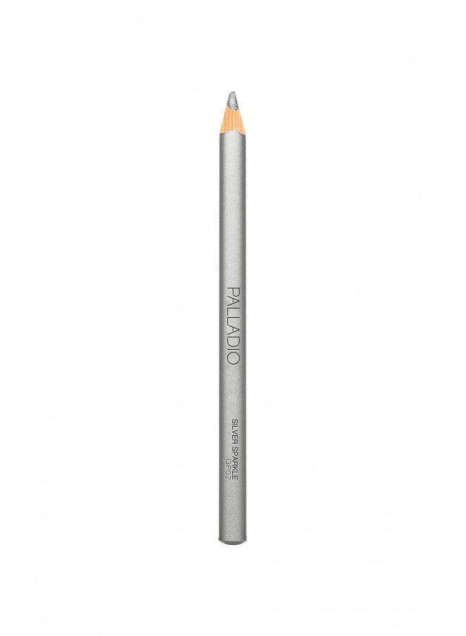 Palladio Glitter Eyeliner Pencil Longlasting Creamy Cosmetic Pencil Shimmer Eye Liner Buttery Smooth Tip Professional Makeup Glittery Pencil Sharpenable, Silver Sparkle