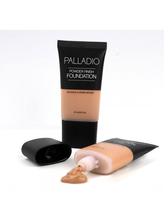 Palladio Powder Finish Liquid Foundation, Natural Matte Appearance, Reduces Fine Lines, Covers Large Pores, Hides Imperfections, All Day Wear, Sheer to Medium Coverage, Ivory