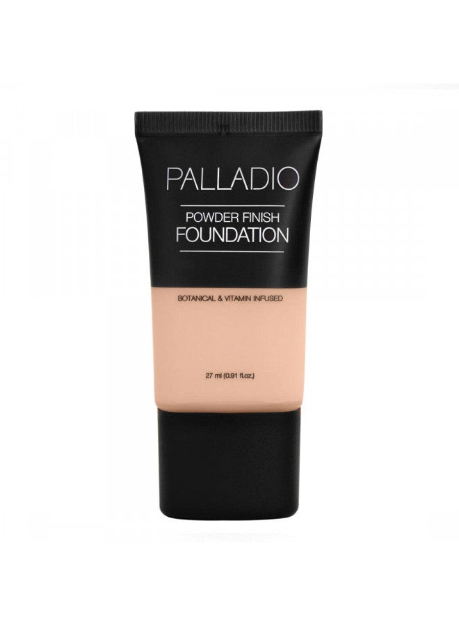 Palladio Powder Finish Liquid Foundation, Natural Matte Appearance, Reduces Fine Lines, Covers Large Pores, Hides Imperfections, All Day Wear, Sheer to Medium Coverage, Ivory