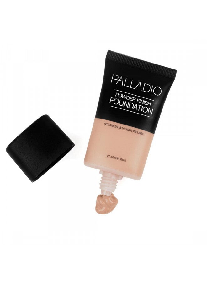 Palladio Powder Finish Liquid Foundation, Natural Matte Appearance, Reduces Fine Lines, Covers Large Pores, Hides Imperfections, All Day Wear, Sheer to Medium Coverage, Ivory