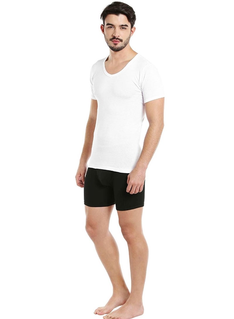 MEN'S V-NECK COTTON UNDERSHIRT (PACK OF 3) - WHITE