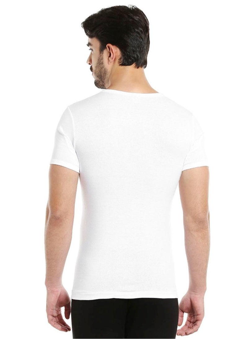 MEN'S V-NECK COTTON UNDERSHIRT (PACK OF 3) - WHITE