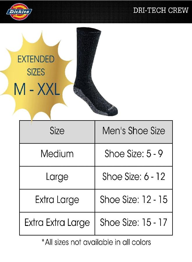 Dickies mens Dri-tech Moisture Control Crew Multipack Casual Sock, Essential Worker Brown (6 Pairs), Shoe Size 6-12 US