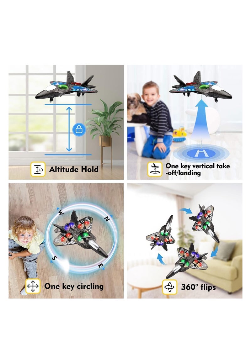 HOUMT RC Plane Helicopter, RTF 2.4GHz 6-axis Gyro Quadcopter RC Fighter Stunt Airplane Jet Fighter with 3D Flip, Gravity Sensing, Spray Stunts Easy to Fly Aircraft Toy for Adult Kids