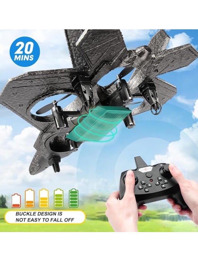 HOUMT RC Plane Helicopter, RTF 2.4GHz 6-axis Gyro Quadcopter RC Fighter Stunt Airplane Jet Fighter with 3D Flip, Gravity Sensing, Spray Stunts Easy to Fly Aircraft Toy for Adult Kids