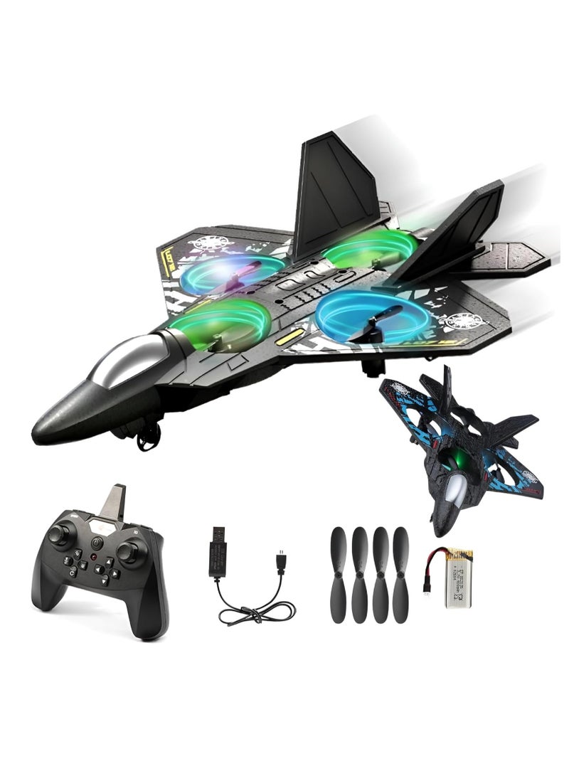 HOUMT RC Plane Helicopter, RTF 2.4GHz 6-axis Gyro Quadcopter RC Fighter Stunt Airplane Jet Fighter with 3D Flip, Gravity Sensing, Spray Stunts Easy to Fly Aircraft Toy for Adult Kids