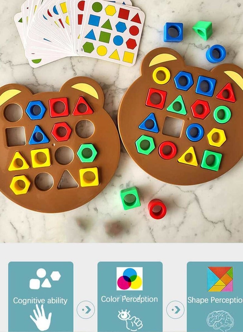 1pc Geometric Shape Matching Concentration Training Puzzle Toy For Parent-Child Interaction