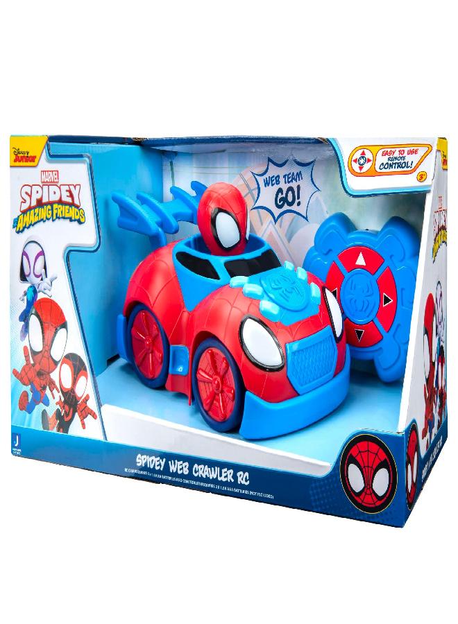 Marvel Spidey and His Amazing Friends Web Crawler RC - Remote-Controlled Vehicle - Features Built-in Super Hero with 4 Controller Functions