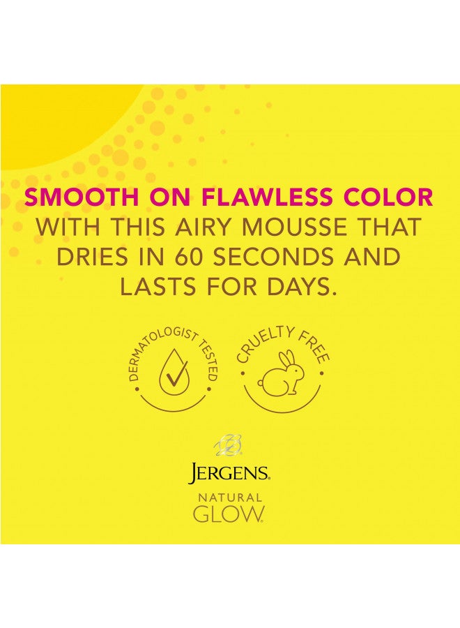 Jergens Natural Glow Instant Self Tanner Mousse, Sunless Deep Bronze Tan, Sunless Self-tanner, for a Natural-looking Tan, 6 Ounce (2 Pack)