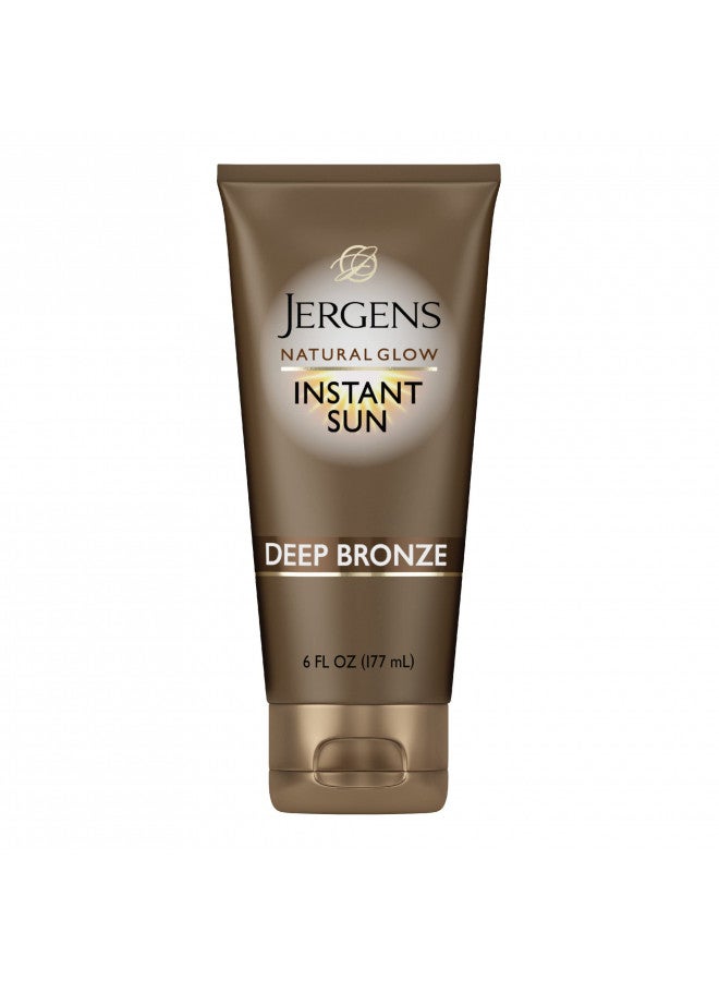 Jergens Natural Glow Instant Sun Self Tanner Lotion + Bronzer, Sunless Tanning Deep Bronze for a Natural-Looking Tan, 6 Ounce