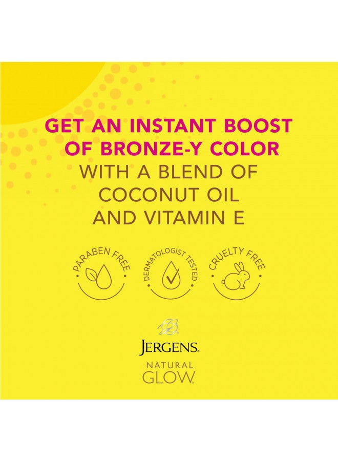 Jergens Natural Glow Instant Sun Self Tanner Lotion + Bronzer, Sunless Tanning Deep Bronze for a Natural-Looking Tan, 6 Ounce
