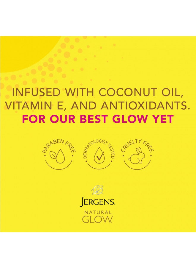 Jergens Natural Glow Self Tanner Lotion, Daily Sunless Fake Tanning, Medium to Deep Skin Tone, Daily Moisturizer, featuring Antioxidants and Vitamin E, 7.5 oz