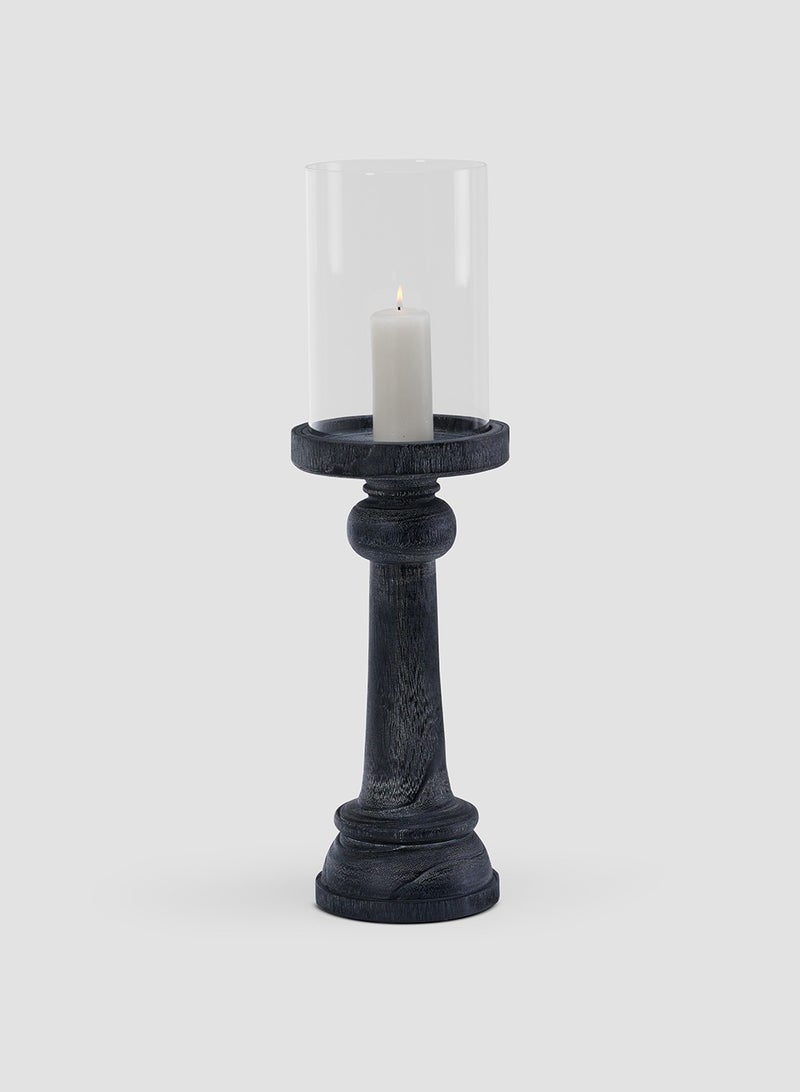 Estelle Candle Holder, Paulownia Wood & Glass