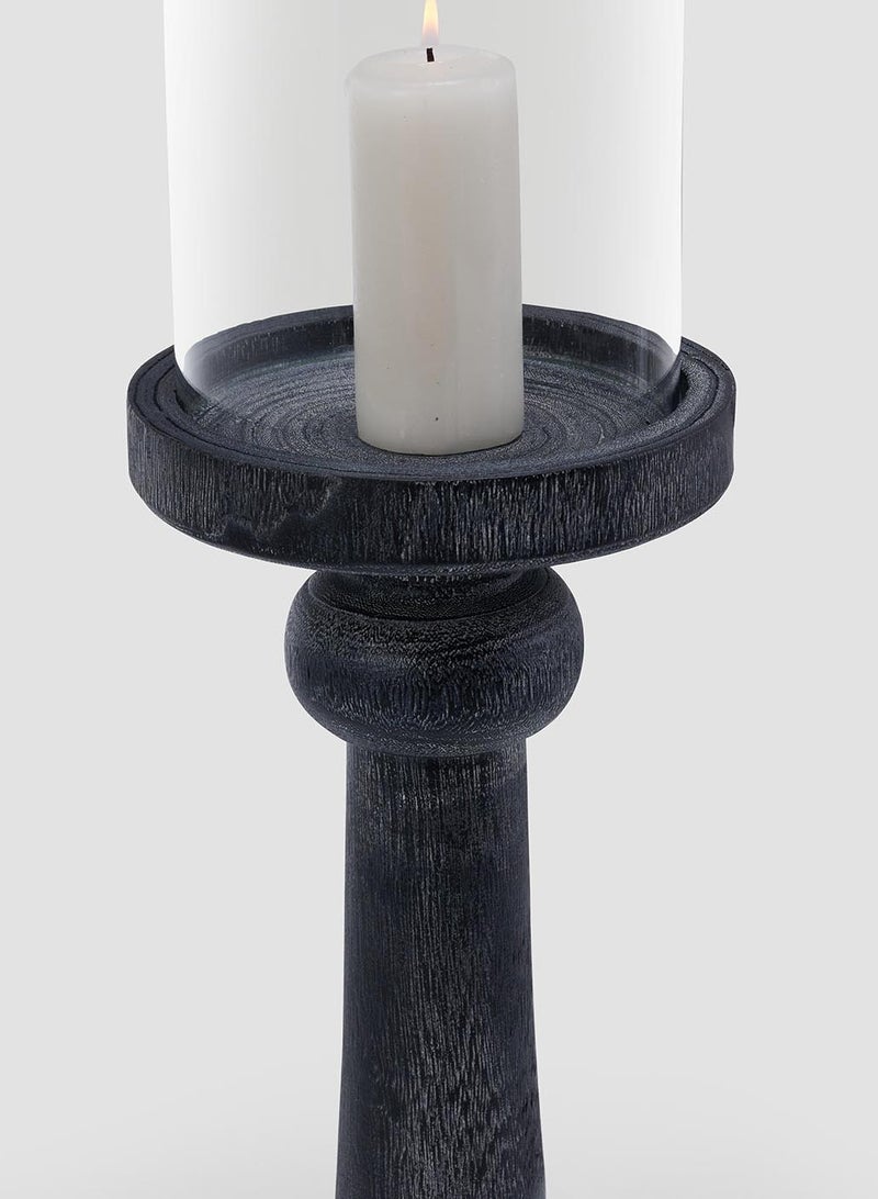 Estelle Candle Holder, Paulownia Wood & Glass