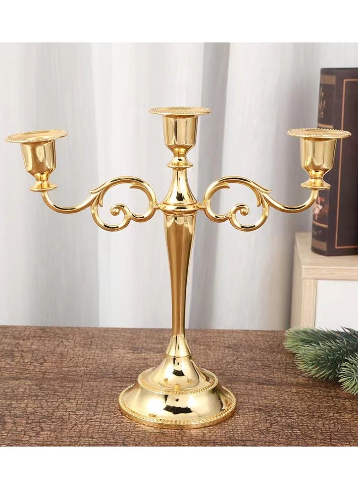 Three Headed Candle Holder Gold 26.5x25cm