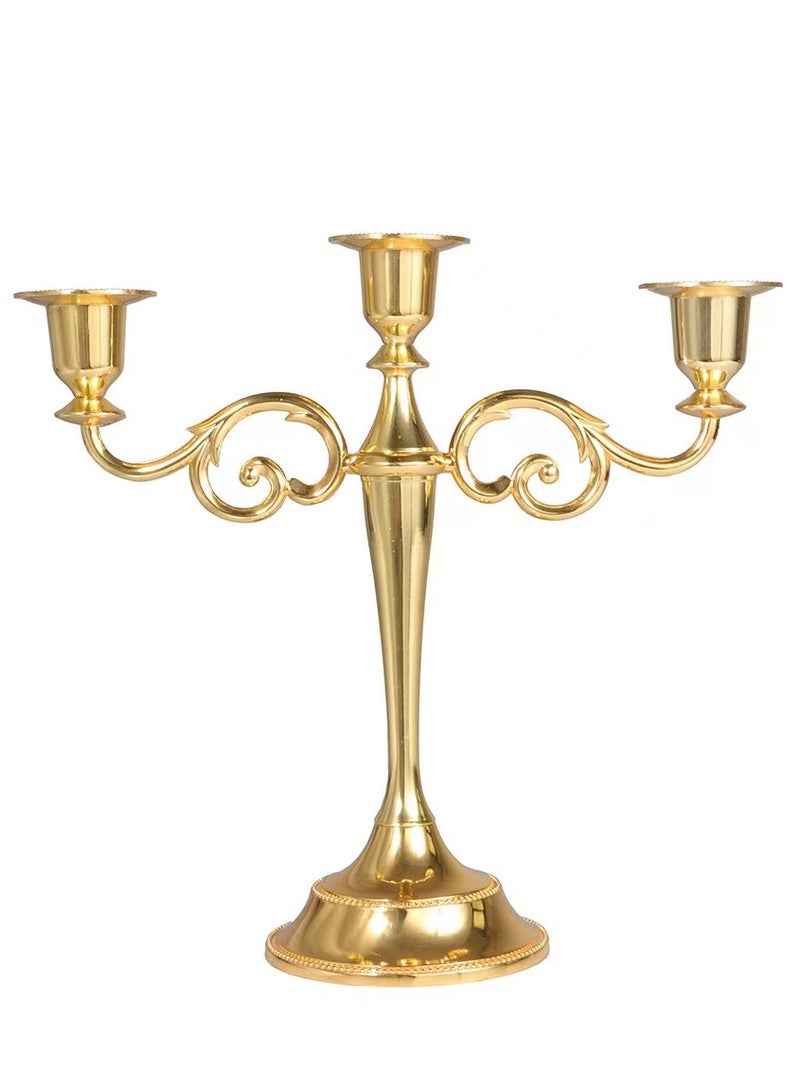 Three Headed Candle Holder Gold 26.5x25cm