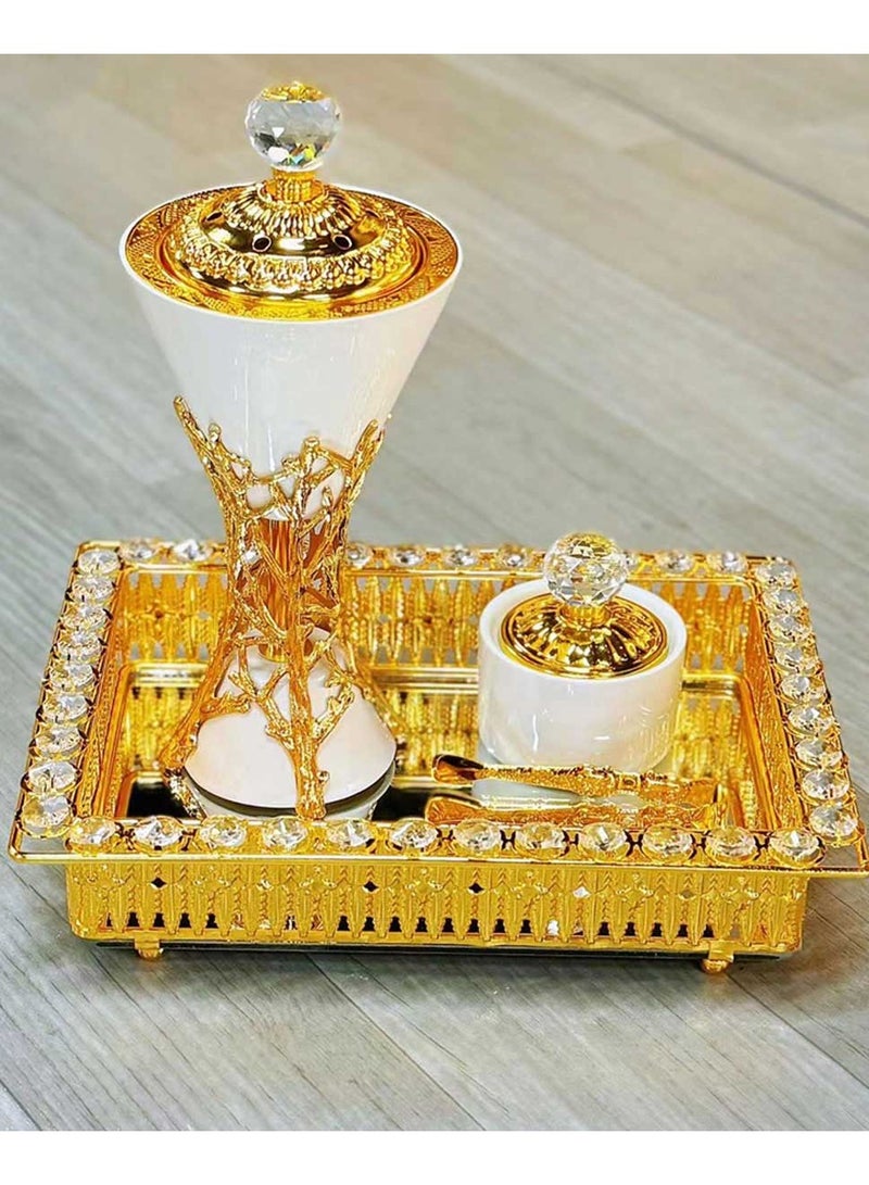 Golden Premium Incense Burner Set for Home Fragrance and Decore-MK1883