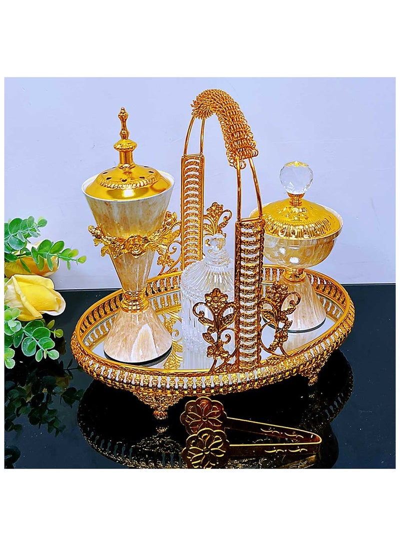 Golden Premium Incense Burner Set for Home Fragrance and Decore