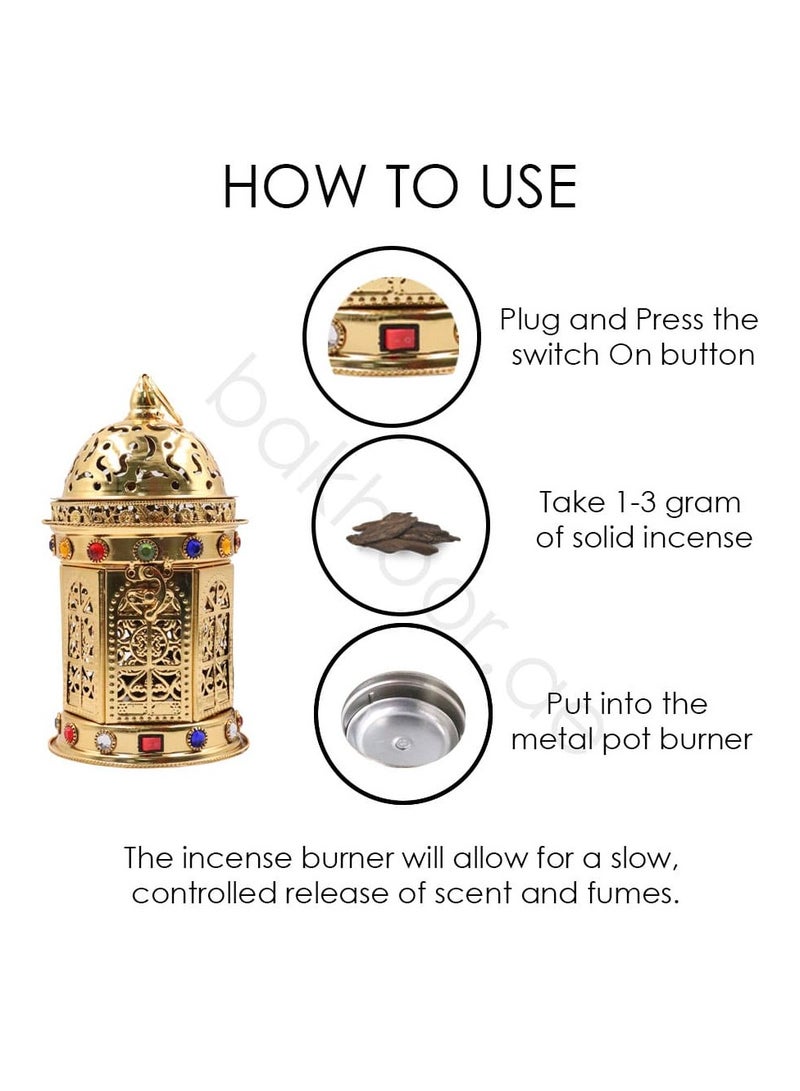 Bakhoor BoSidin – Elegant Electric Oud Bakhoor Incense Burner Mabkhara Gold – WF-A006