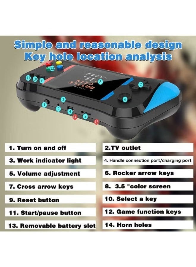 X7M Classic Handheld Game Console for Kids Retro Mini Game Console with 500 Classic Games Support TV Connection & Two Players for Kid