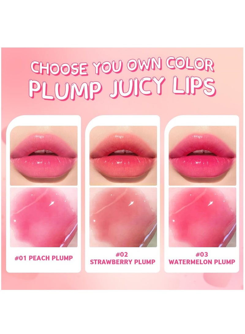 3Pcs Hydrating Color Changing Lip Oil Set High Shine Natural Lip Balm with Long Lasting Formula for Pink Mood Transformation