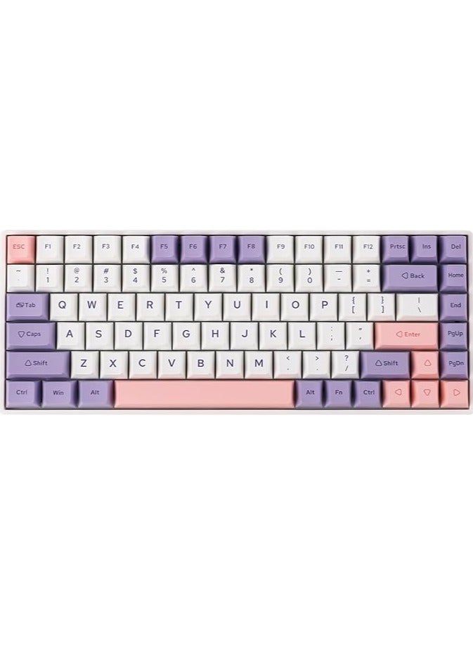 EP84 Plus 75% RGB Hot Swappable 2.4GHz/Bluetooth 5.0/USB-C Wired Mechanical Gaming Keyboard with Programmable Software, NKRO, Dye Sublimation PBT Keycaps for Mac/Win/Gamers(Wisteria Linear)