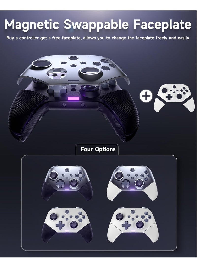 EasySMX X10 PC Controller for Black Myth: Wukong - Enhanced Wireless Bluetooth Controller with a Swappable Faceplate/Hall Joysticks and Triggers for PC/Switch/Steam/Android TV/Android and iOS Mobile(Purple)