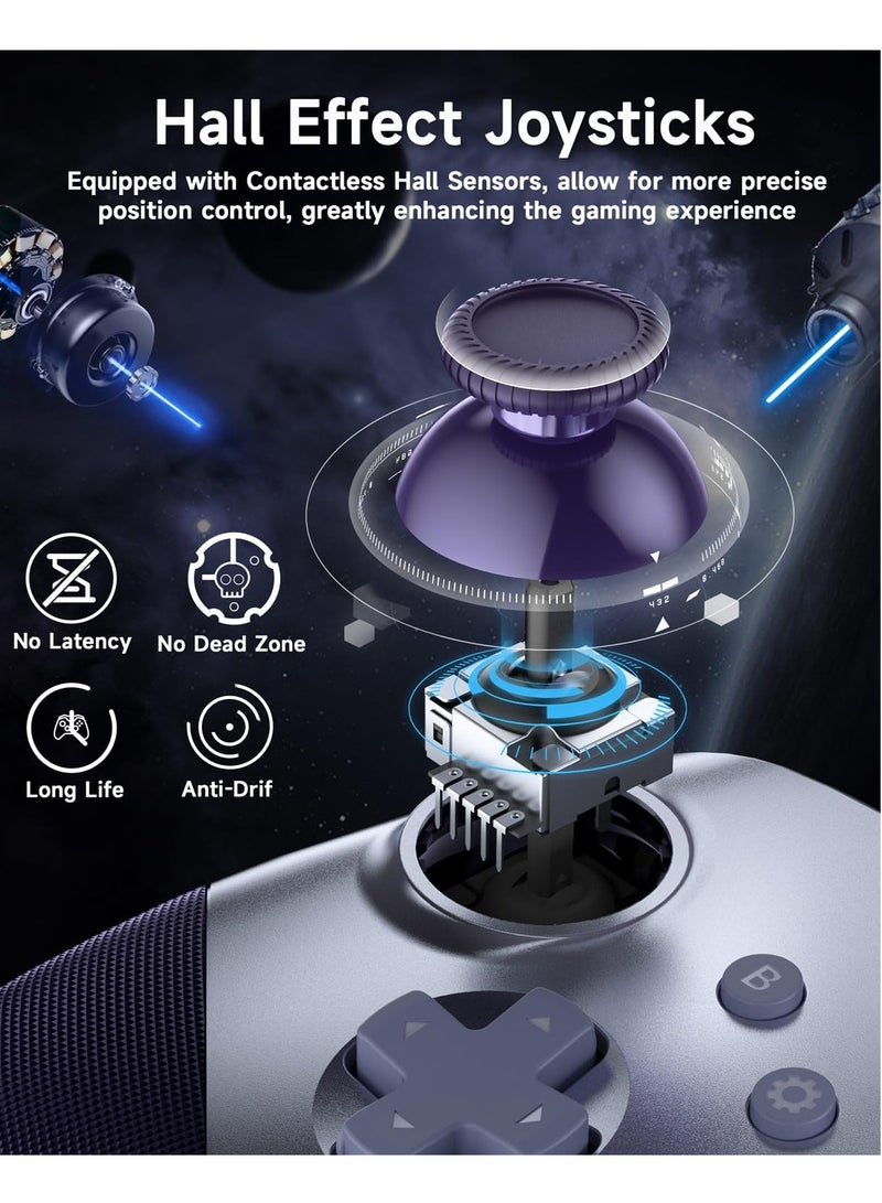 EasySMX X10 PC Controller for Black Myth: Wukong - Enhanced Wireless Bluetooth Controller with a Swappable Faceplate/Hall Joysticks and Triggers for PC/Switch/Steam/Android TV/Android and iOS Mobile(Purple)