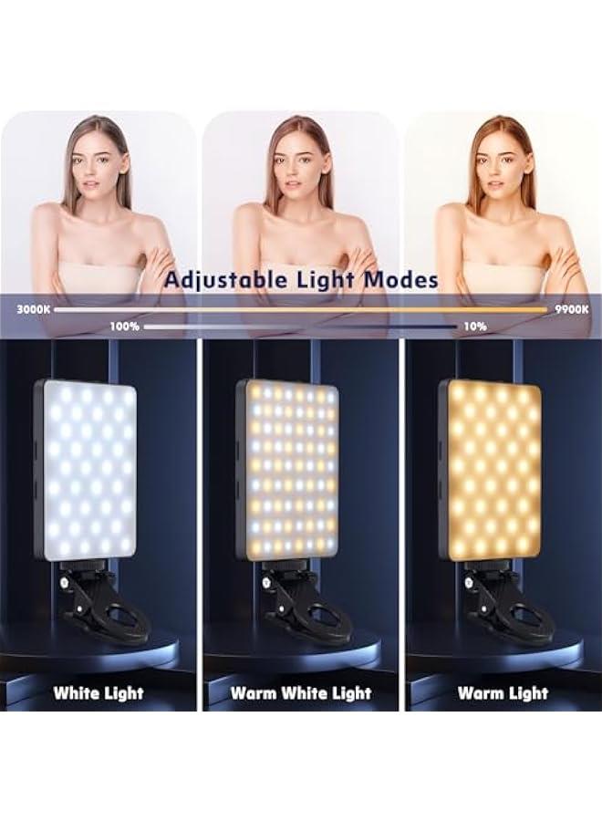 Rechargeable iPhone Selfie Light with Front & Back Clip, Three Light Modes Portable LED Selfie Light, Selfie Light for iPhone, Cell Phone, iPad, Laptop, TiKTok, Volg, Makeup, Video Conferencing