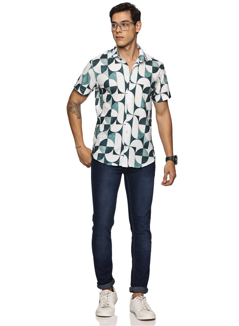 U.S. ELK Men's Printed Shirt | Half sleeves Hawaiian Men formal Shirts | Stylish and Versatile Casual Shirt For Men