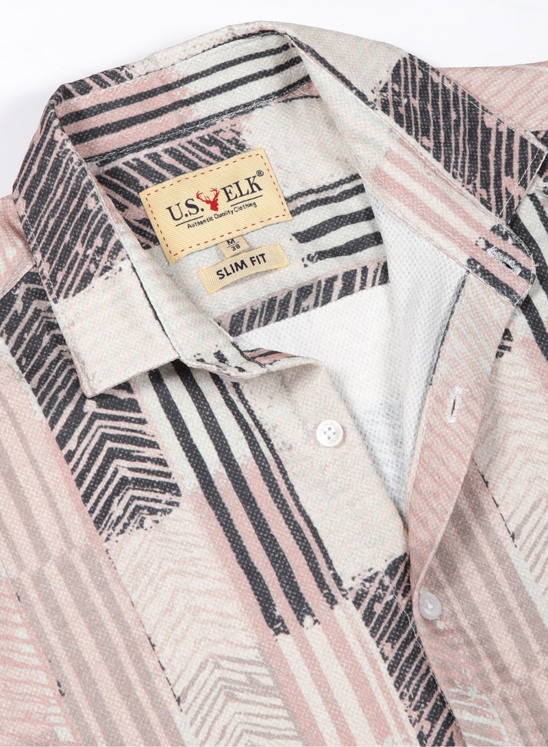 U.S. ELK Men's Printed Shirt | Half sleeves Hawaiian Men formal Shirts | Stylish and Versatile Casual Shirt For Men