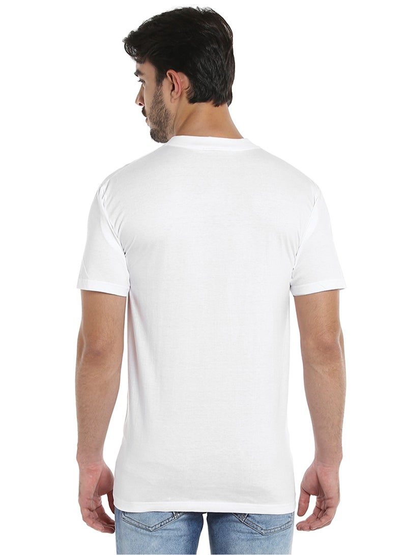 MEN'S V-NECK COTTON T-SHIRT (PACK OF 3) - WHITE