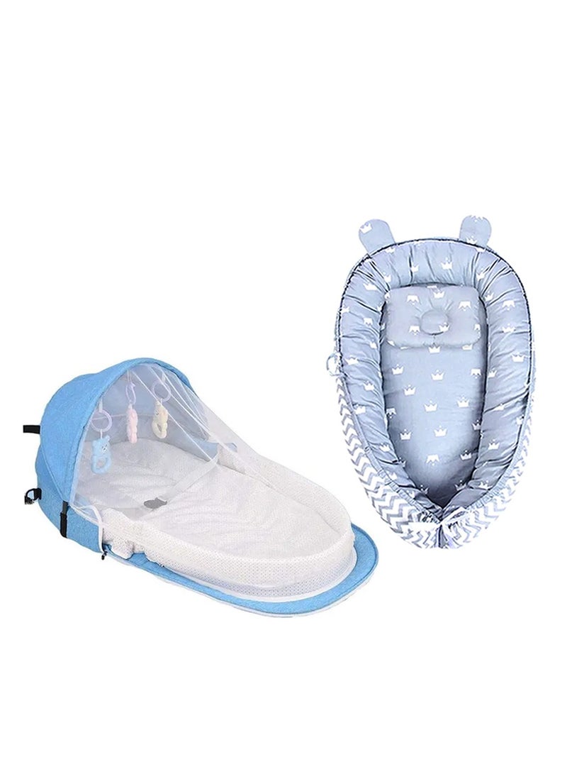 Star Babies Pack of 2 (Baby Sleeping Pod with Baby Mosquito with Bed) - Grey/Blue