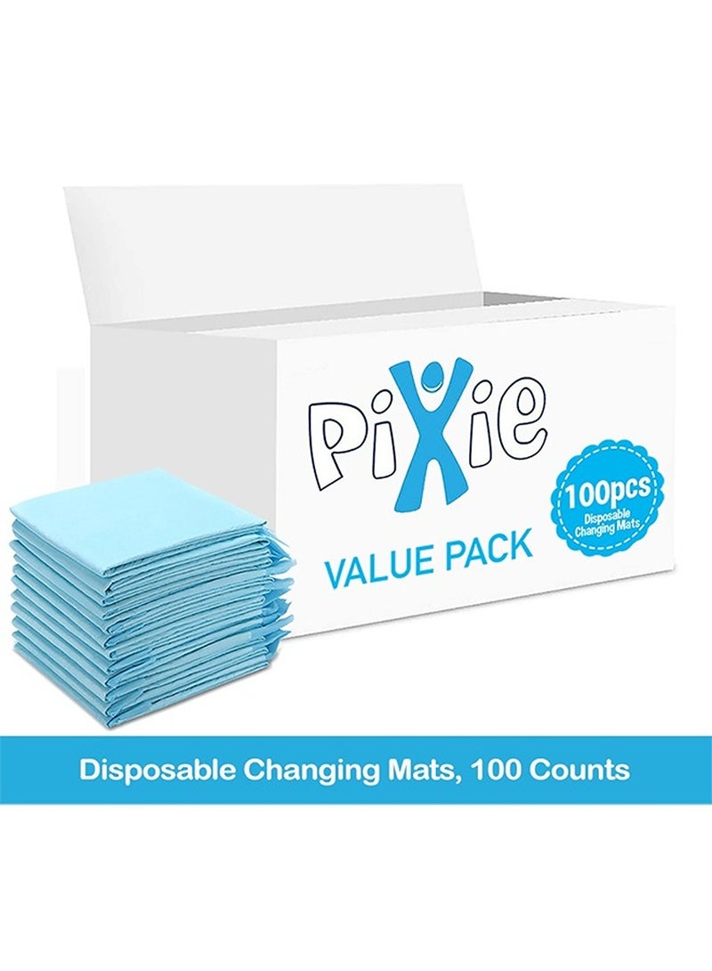 Pixie Disposable Changing Mats, 100 Counts, Soft Waterproof Mat