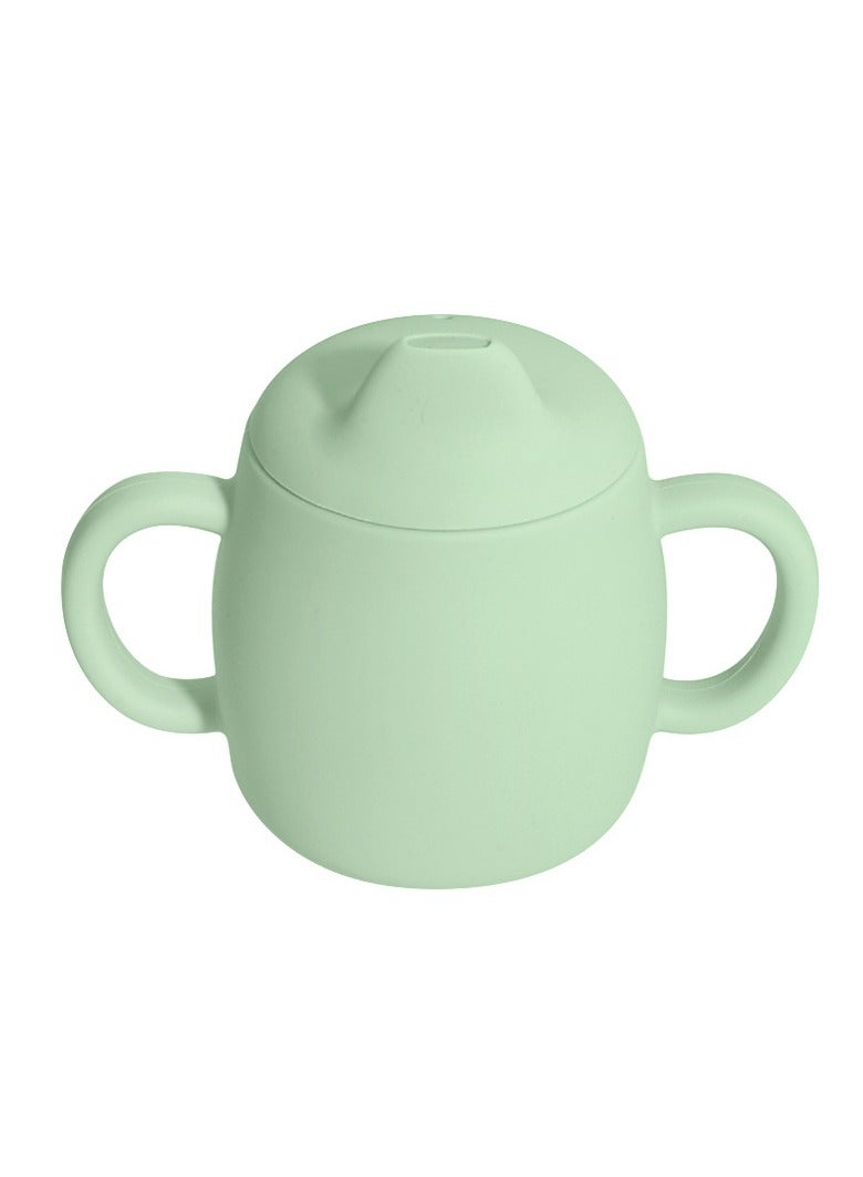 Children's Anti-Fall And High Temperature Resistant Silicone Cup Green Duckbill Lid Cup 280ML