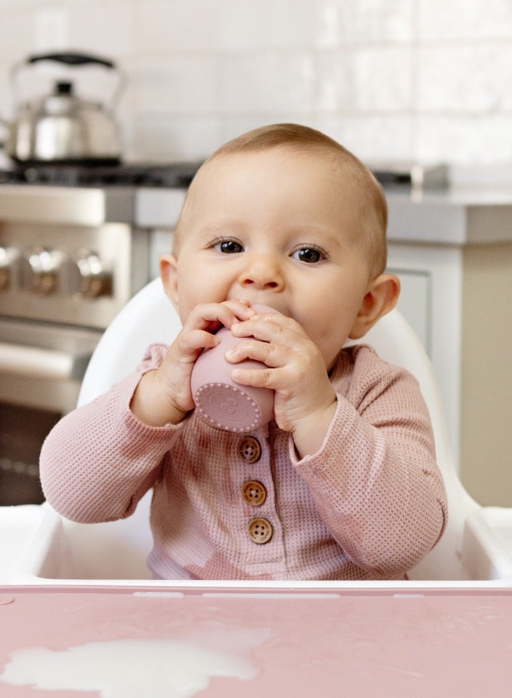 ezpz Tiny Placemat - 6 Months+ (Blush) - Non-Slip, 100% Silicone Placemat for Toddlers and Babies - Fits on Most Highchair Trays - Rolls-Up - Dishwasher Safe