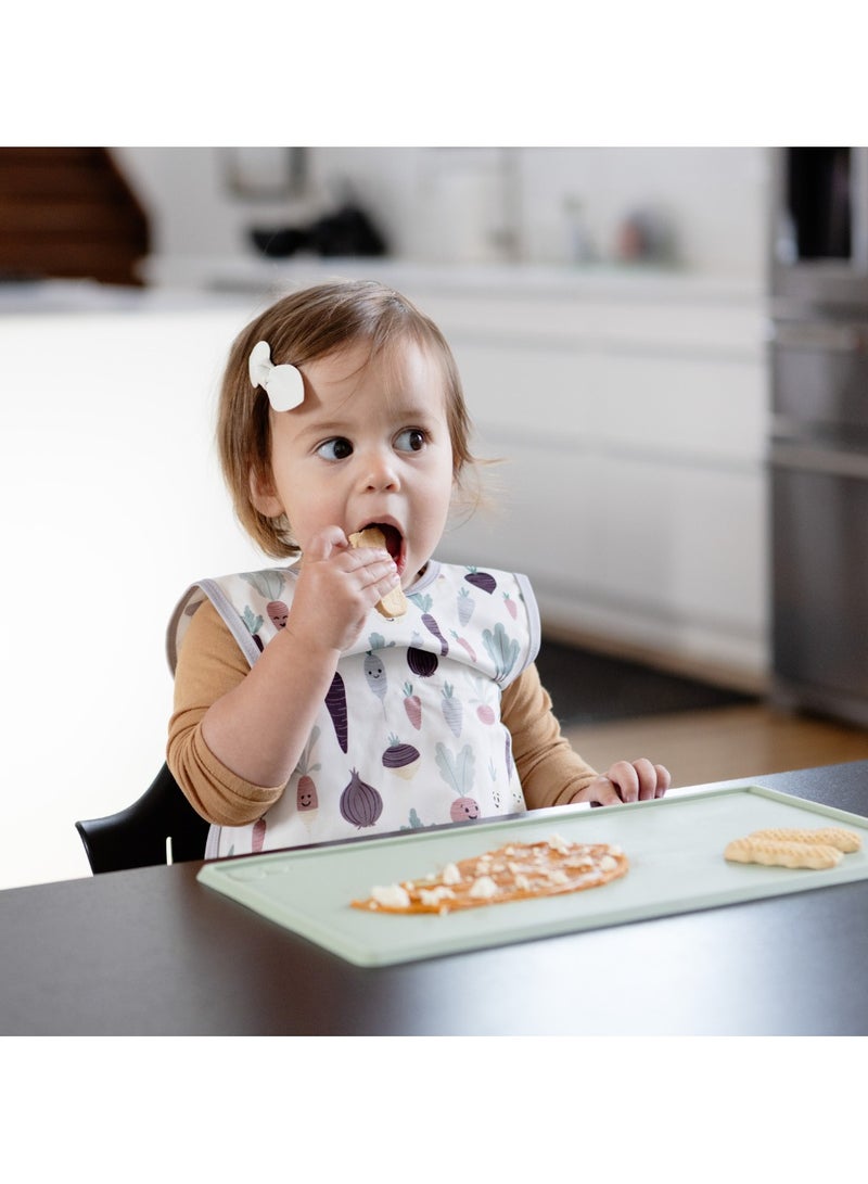 ezpz Tiny Placemat - 6 Months+ (Sage) - Non-Slip, 100% Silicone Placemat for Toddlers and Babies - Fits on Most Highchair Trays - Rolls-Up - Dishwasher Safe