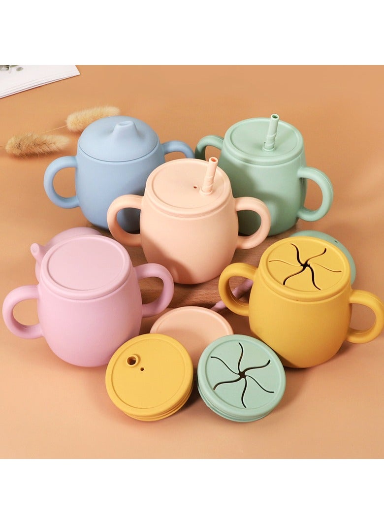 Children's Anti-Fall And High Temperature Resistant Silicone Cup Beige Duckbill Cup Lid 280ML