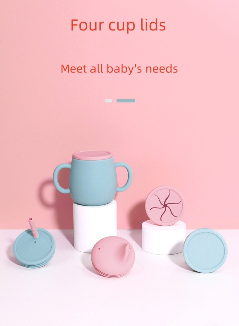 Children's Anti-Fall And High Temperature Resistant Silicone Cup Beige Duckbill Cup Lid 280ML