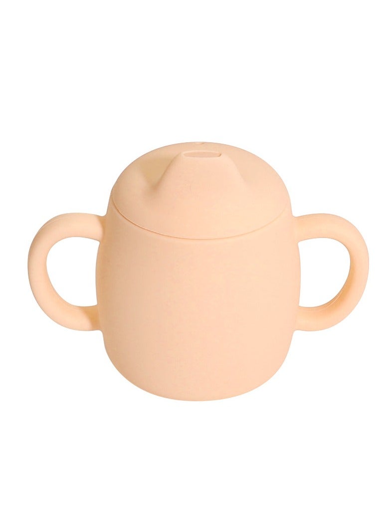 Children's Anti-Fall And High Temperature Resistant Silicone Cup Beige Duckbill Cup Lid 280ML