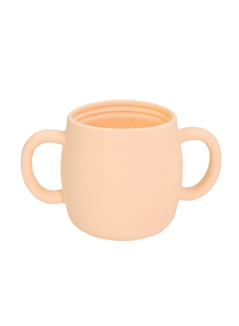 Children's Anti-Fall And High Temperature Resistant Silicone Cup Beige Straw Cup Lid 280ML