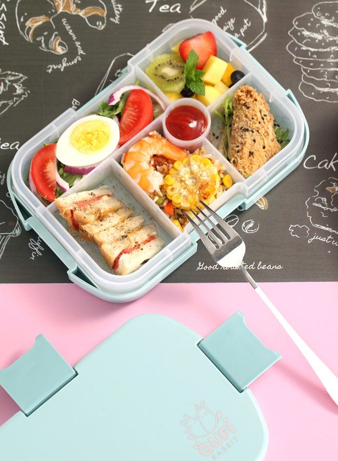 Bento Box Durable Leak Proof Lunchbox With 5 Compartments For Kids - Blue