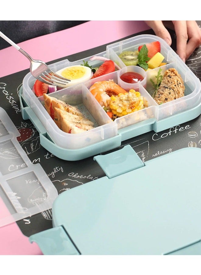 Bento Box Durable Leak Proof Lunchbox With 5 Compartments For Kids - Blue