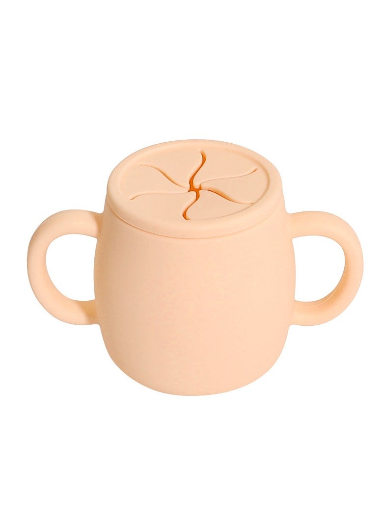 Children's Anti-Fall And High Temperature Resistant Silicone Cup Beige Snack Cup Lid 280ML